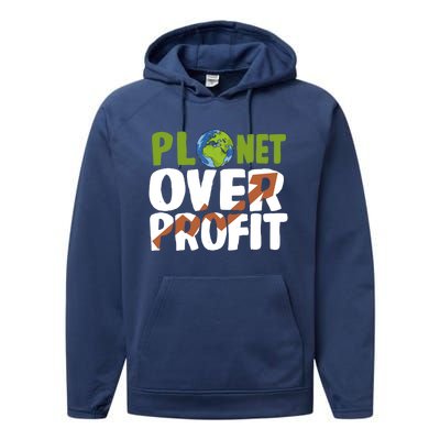 Planet Over Profit Climate Activist Change Sustainable Great Gift Performance Fleece Hoodie