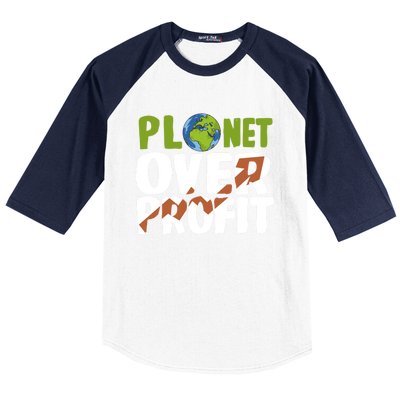 Planet Over Profit Climate Activist Change Sustainable Great Gift Baseball Sleeve Shirt