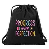 Progress Over Perfection Drawstring Bag