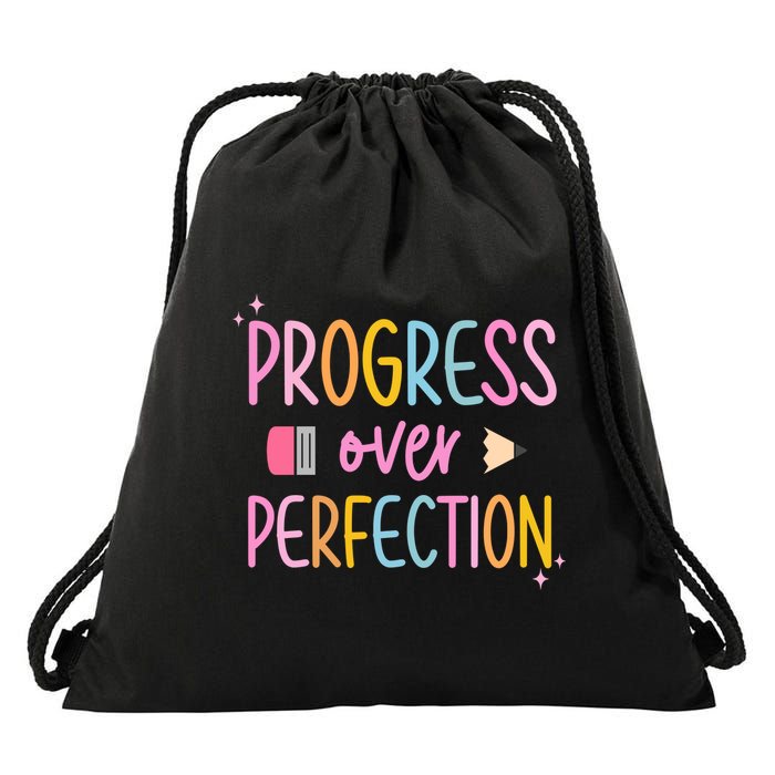 Progress Over Perfection Drawstring Bag
