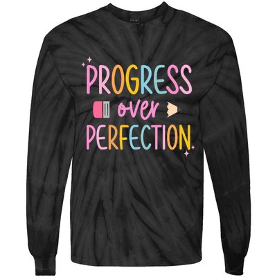 Progress Over Perfection Tie-Dye Long Sleeve Shirt