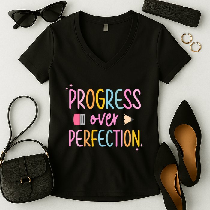 Progress Over Perfection Women's V-Neck T-Shirt