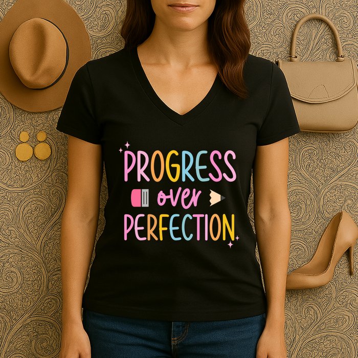 Progress Over Perfection Women's V-Neck T-Shirt