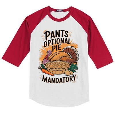 Pants Optional Pie Mandatory Thanksgiving Quote Design Kids Colorblock Raglan Jersey