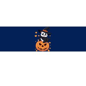 Panda On Pumpkin Witch Hat Pumpkin Face Halloween Panda Bumper Sticker