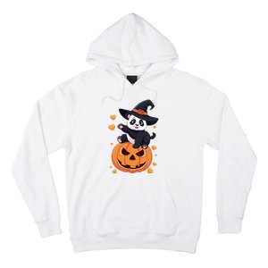 Panda On Pumpkin Witch Hat Pumpkin Face Halloween Panda Hoodie