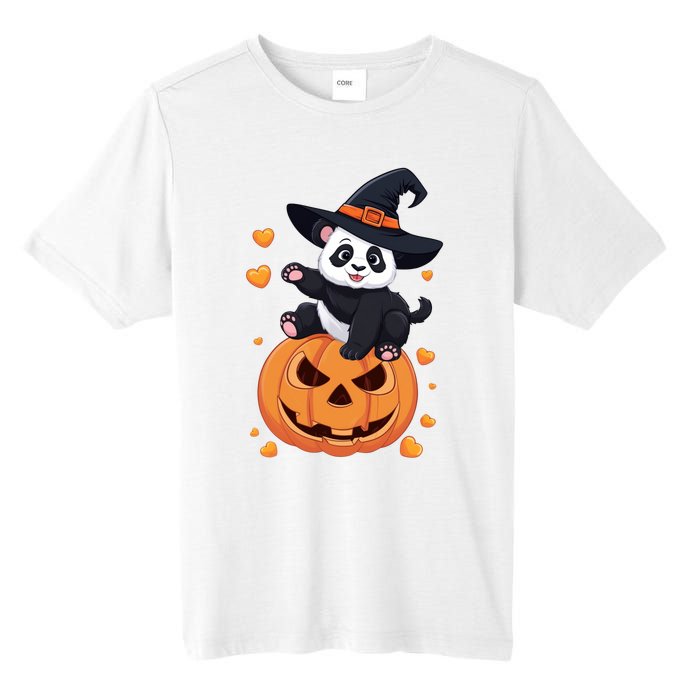 Panda On Pumpkin Witch Hat Pumpkin Face Halloween Panda Tall Fusion ChromaSoft Performance T-Shirt