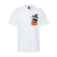 Panda On Pumpkin Witch Hat Pumpkin Face Halloween Panda Softstyle Adult Sport Polo