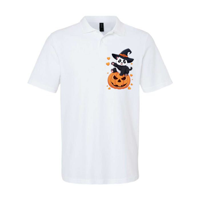 Panda On Pumpkin Witch Hat Pumpkin Face Halloween Panda Softstyle Adult Sport Polo