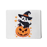 Panda On Pumpkin Witch Hat Pumpkin Face Halloween Panda Mousepad