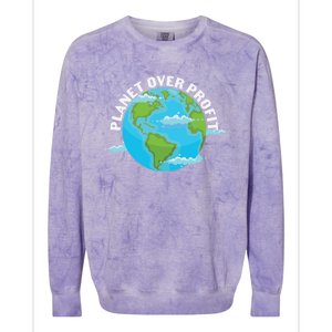 Planet Over Profit Earth Day Environtal Gift Colorblast Crewneck Sweatshirt