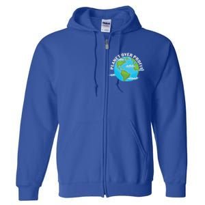 Planet Over Profit Earth Day Environtal Gift Full Zip Hoodie