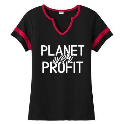 Planet Over Profit Earth Day Environtalism Vintage Gift Ladies Halftime Notch Neck Tee