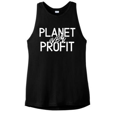 Planet Over Profit Earth Day Environtalism Vintage Gift Ladies PosiCharge Tri-Blend Wicking Tank