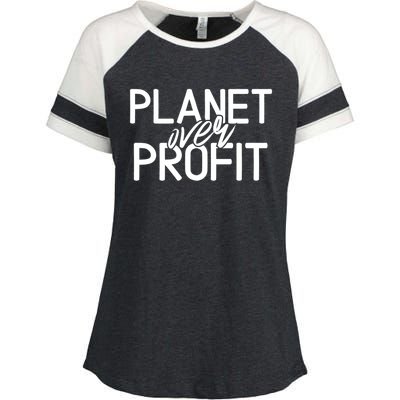 Planet Over Profit Earth Day Environtalism Vintage Gift Enza Ladies Jersey Colorblock Tee