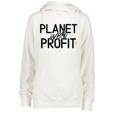 Planet Over Profit Earth Day Environtalism Vintage Gift Womens Funnel Neck Pullover Hood