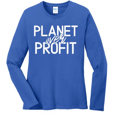 Planet Over Profit Earth Day Environtalism Vintage Gift Ladies Long Sleeve Shirt