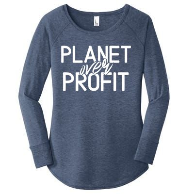 Planet Over Profit Earth Day Environtalism Vintage Gift Women's Perfect Tri Tunic Long Sleeve Shirt