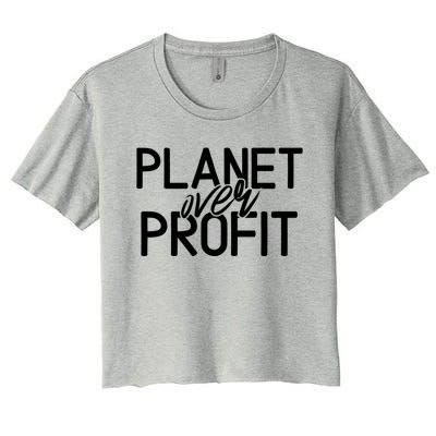 Planet Over Profit Earth Day Environtalism Vintage Gift Women's Crop Top Tee