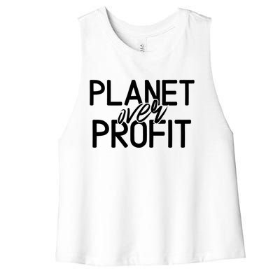 Planet Over Profit Earth Day Environtalism Vintage Gift Women's Racerback Cropped Tank