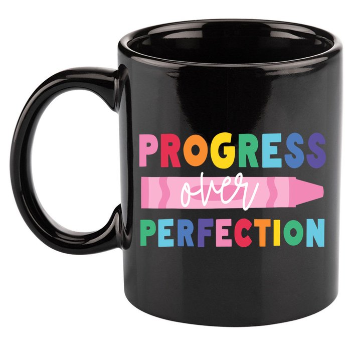 Progress Over Perfection Funny Motivational Teacher School 11oz C Handle Ceramic Mug