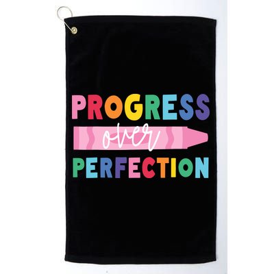 Progress Over Perfection Funny Motivational Teacher School Golf Towel