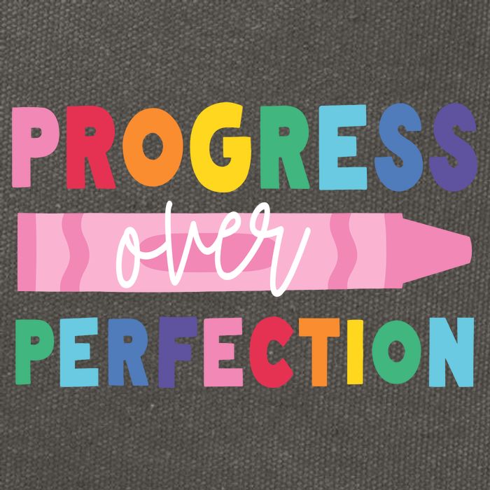 Progress Over Perfection Funny Motivational Teacher School Cotton Canvas Backpack