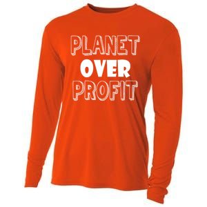 Planet Over Profit Earth Day Nature Environtalist Gift Cooling Performance Long Sleeve Crew