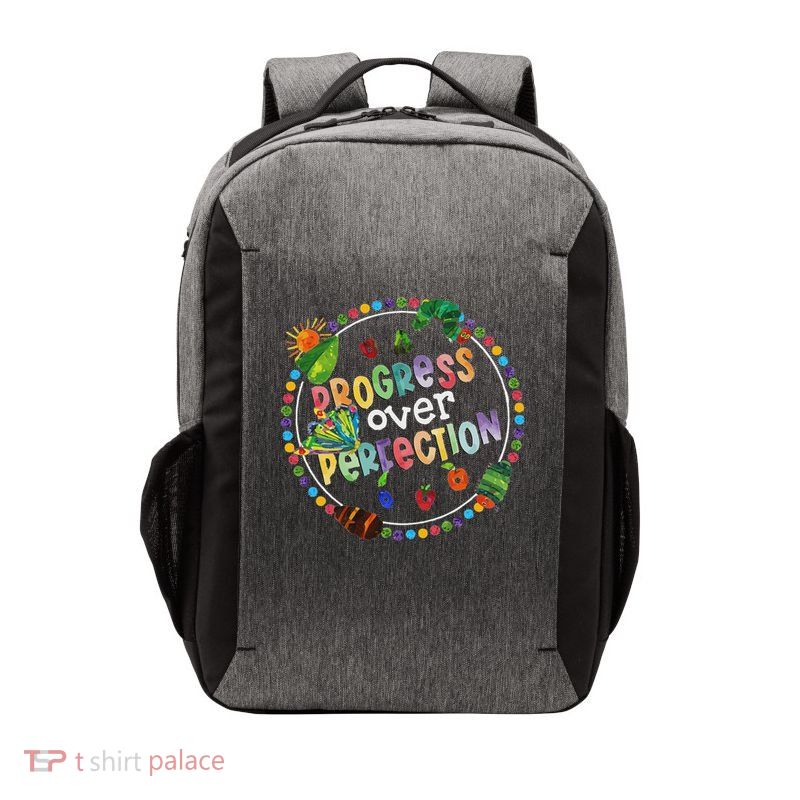 Progress Over Perfection Caterpillar Back To School Teacher Vector Backpack