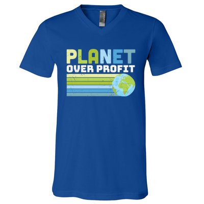 Planet Over Profit Ecofriendly Earth Day Gift V-Neck T-Shirt