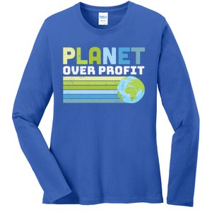 Planet Over Profit Ecofriendly Earth Day Gift Ladies Long Sleeve Shirt