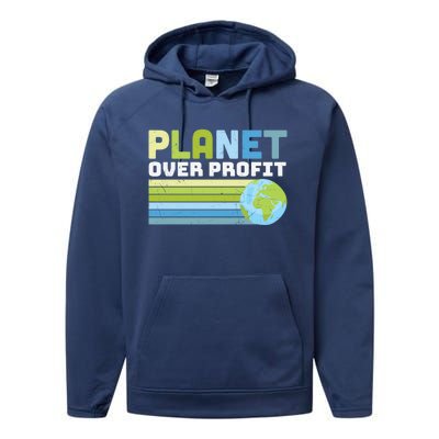 Planet Over Profit Ecofriendly Earth Day Gift Performance Fleece Hoodie