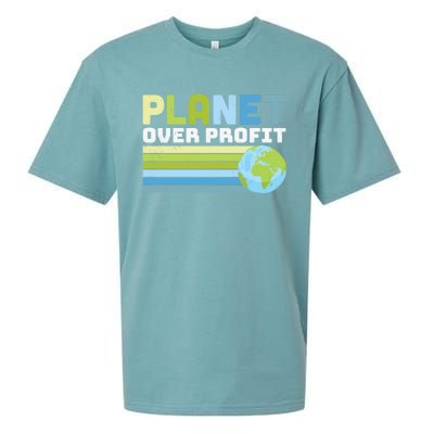 Planet Over Profit Ecofriendly Earth Day Gift Sueded Cloud Jersey T-Shirt