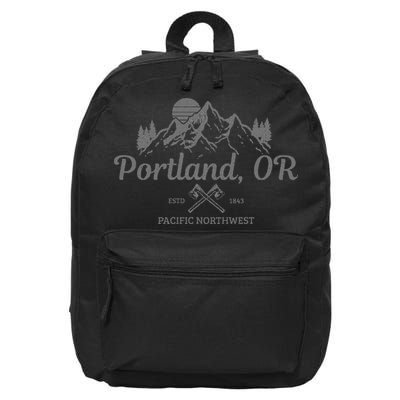 Portland Oregon Pnw Pacific Northwest Vintage Mountains 16 in Basic Backpack