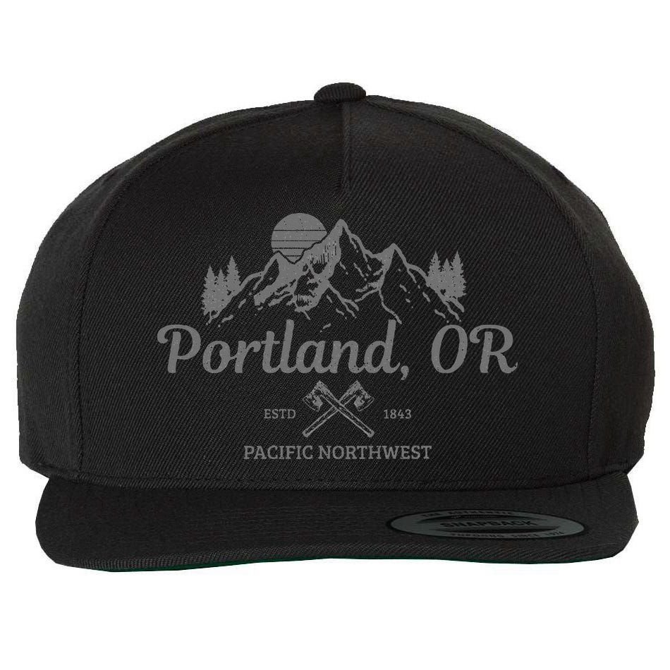 Portland Oregon Pnw Pacific Northwest Vintage Mountains Wool Snapback Cap