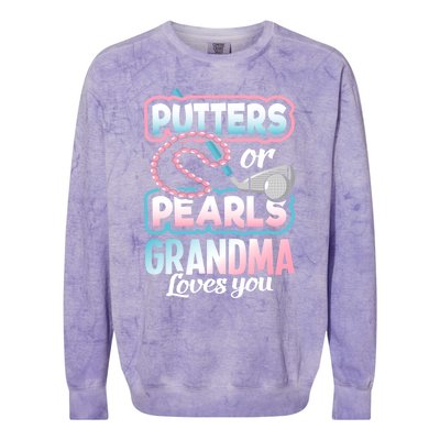 Putters Or Pearls Gender Reveal Grandma Baby Party Supplies Colorblast Crewneck Sweatshirt