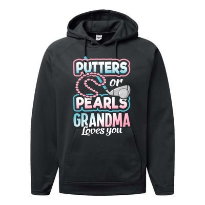 Putters Or Pearls Gender Reveal Grandma Baby Party Supplies Performance Fleece Hoodie