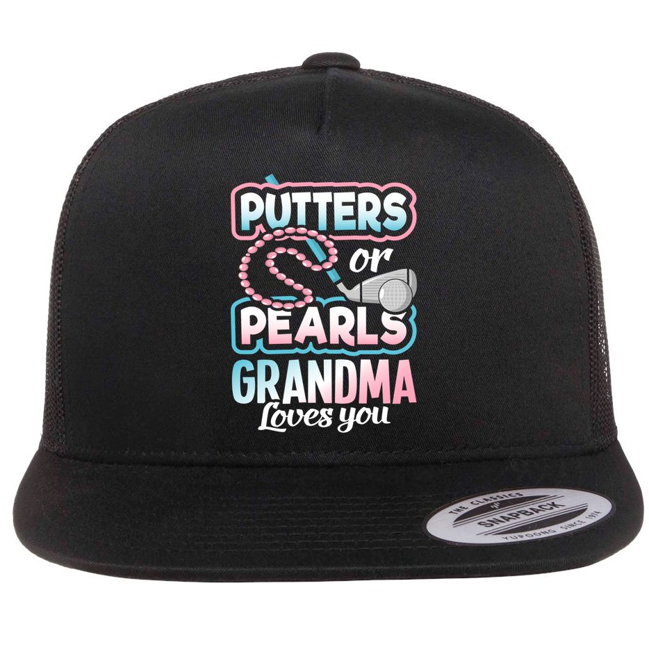 Putters Or Pearls Gender Reveal Grandma Baby Party Supplies Flat Bill Trucker Hat