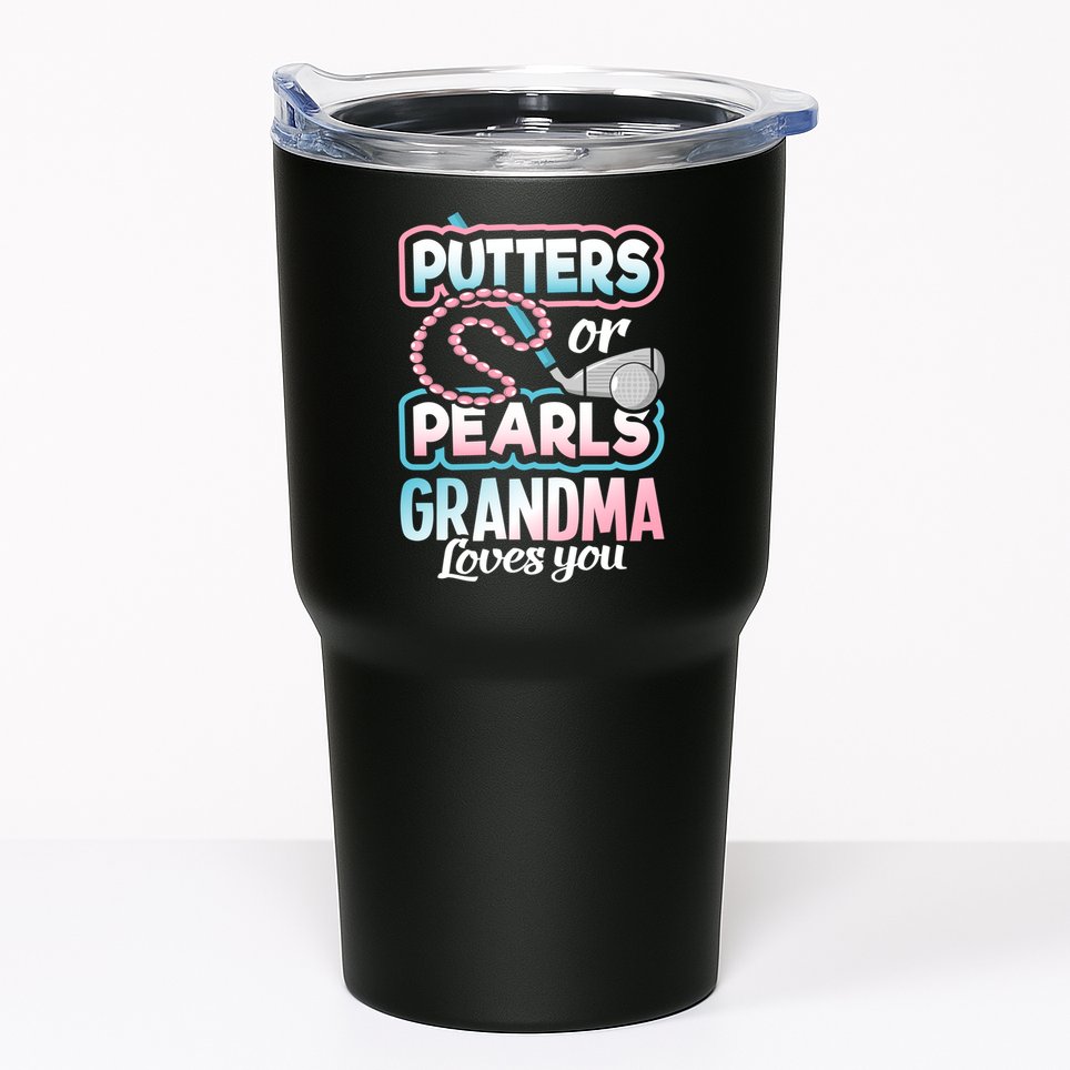 Putters Or Pearls Gender Reveal Grandma Baby Party Supplies Tumbler