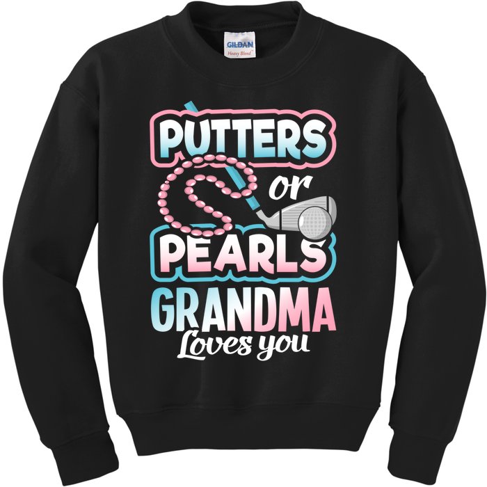 Putters Or Pearls Gender Reveal Grandma Baby Party Supplies Kids Sweatshirt