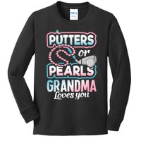 Putters Or Pearls Gender Reveal Grandma Baby Party Supplies Kids Long Sleeve Shirt