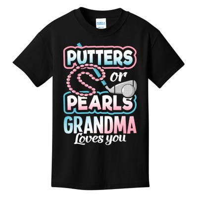 Putters Or Pearls Gender Reveal Grandma Baby Party Supplies Kids T-Shirt