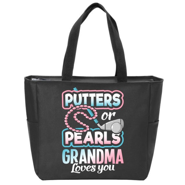 Putters Or Pearls Gender Reveal Grandma Baby Party Supplies Zip Tote Bag