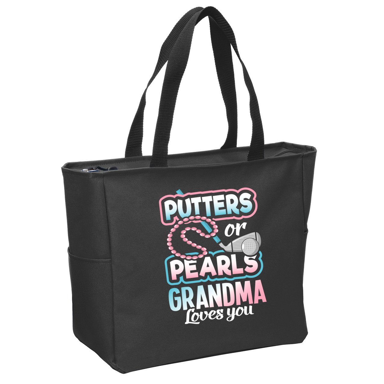 Putters Or Pearls Gender Reveal Grandma Baby Party Supplies Zip Tote Bag