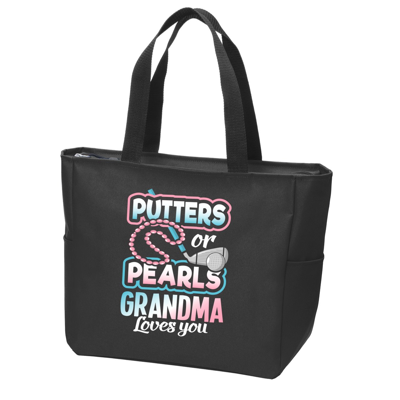 Putters Or Pearls Gender Reveal Grandma Baby Party Supplies Zip Tote Bag