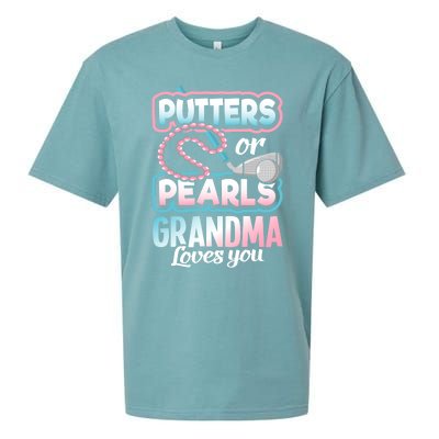 Putters Or Pearls Gender Reveal Grandma Baby Party Supplies Sueded Cloud Jersey T-Shirt