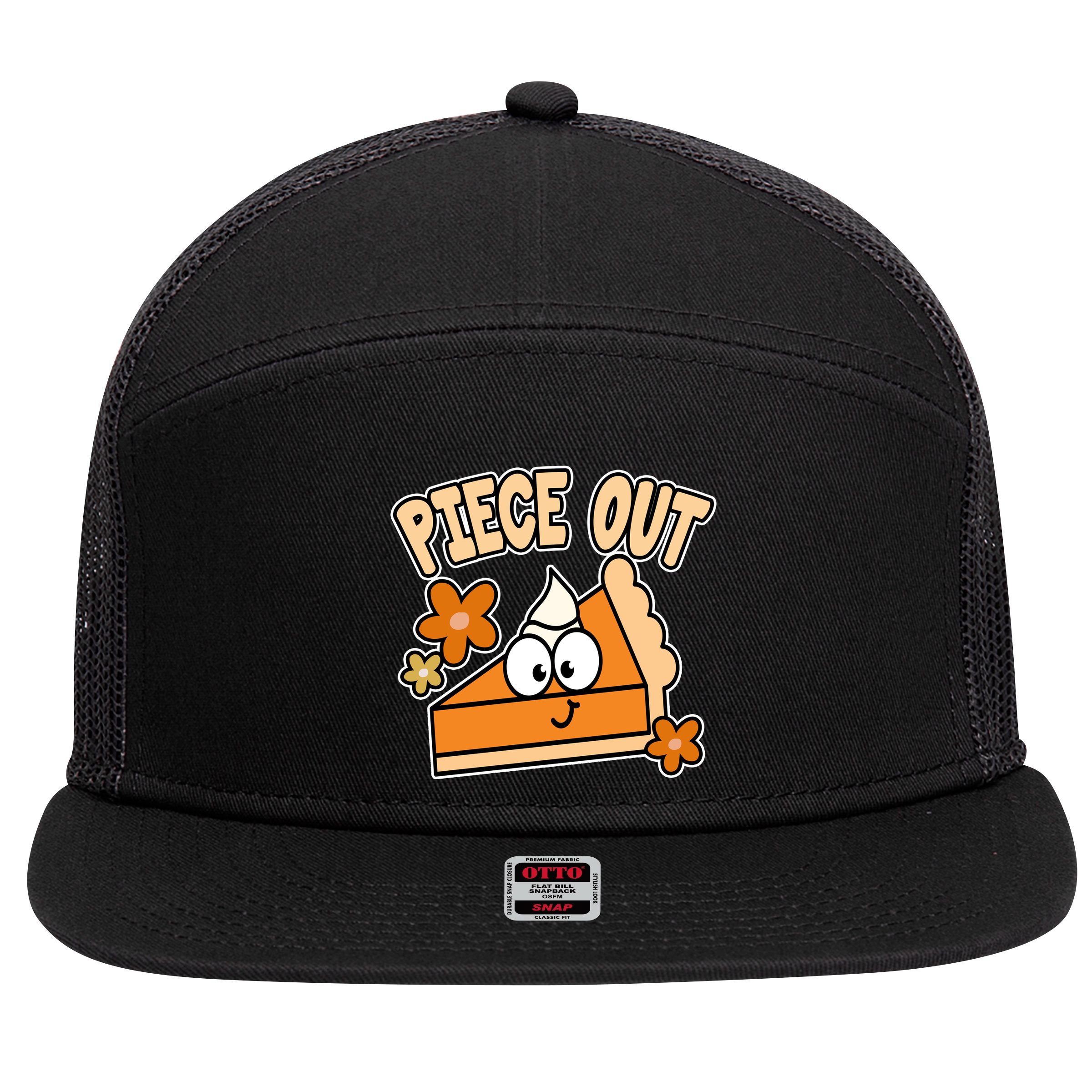 Piece Out Pumpkin Pie Funny 7 Panel Mesh Trucker Snapback Hat