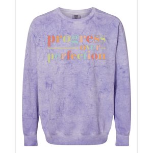 Progress Over Perfection Back to School Teacher Colorblast Crewneck Sweatshirt