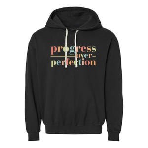 Progress Over Perfection Back to School Teacher Garment-Dyed Fleece Hoodie