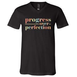 Progress Over Perfection Back to School Teacher V-Neck T-Shirt